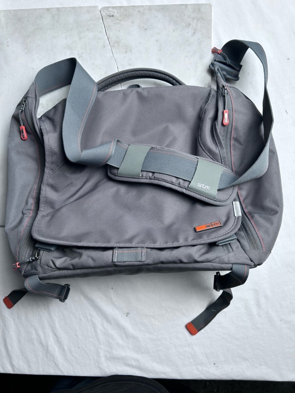 STM Gray Messenger Bag with Adjustable Shoulder Strap - 17 inch